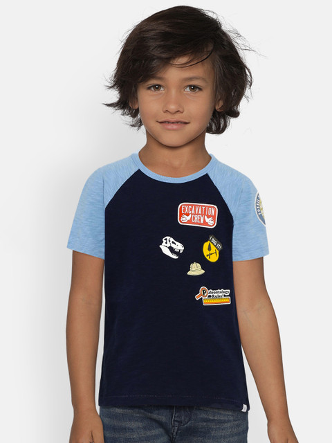 

GAP Boys Blue Solid Round Neck T-shirt