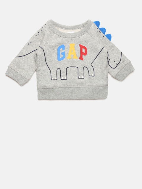 

GAP Baby Boys' Grey Logo Pullover Sweatshirt, Grey melange