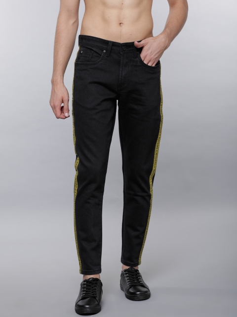 

LOCOMOTIVE Men Black Tapered Fit Mid-Rise Clean Look Stretchable Jeans