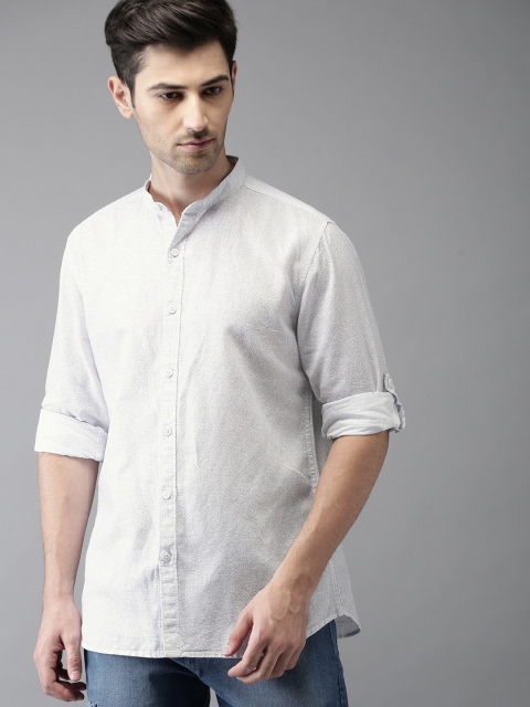 

HERE&NOW Men White Printed Casual Shirt