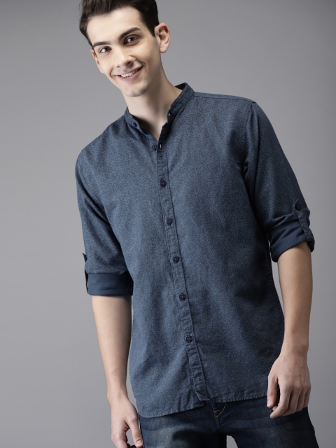 

HERE&NOW Men Blue Regular Fit Printed Casual Shirt