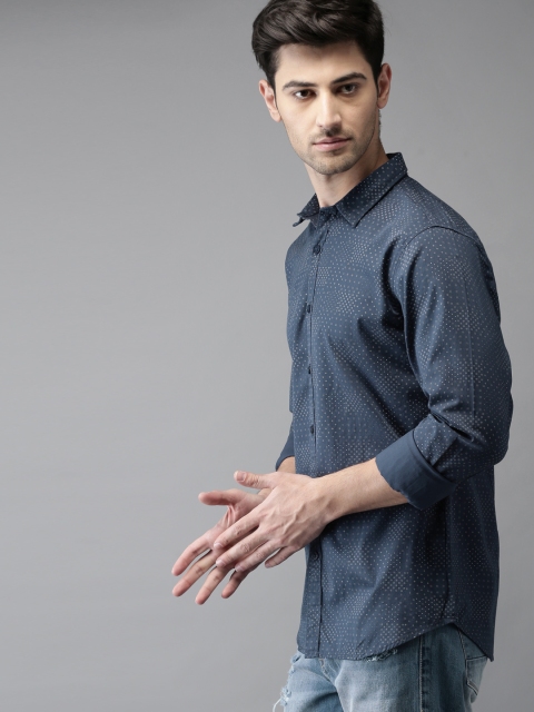 

HERE&NOW Men Navy Blue Printed Casual Shirt