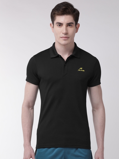 

Alcis Men Black Self Checked Polo Collar T-shirt