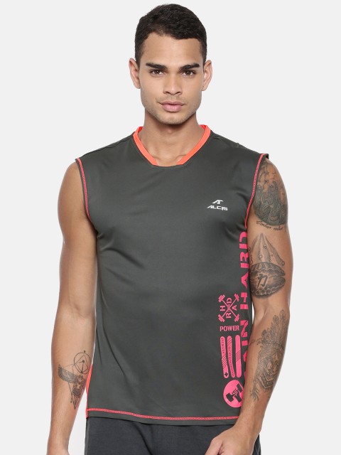 

Alcis Men Charcoal Grey Solid V-Neck T-shirt