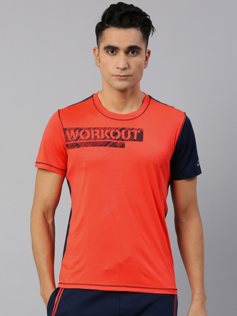 

Alcis Men Orange Printed Round Neck Sports T-shirt