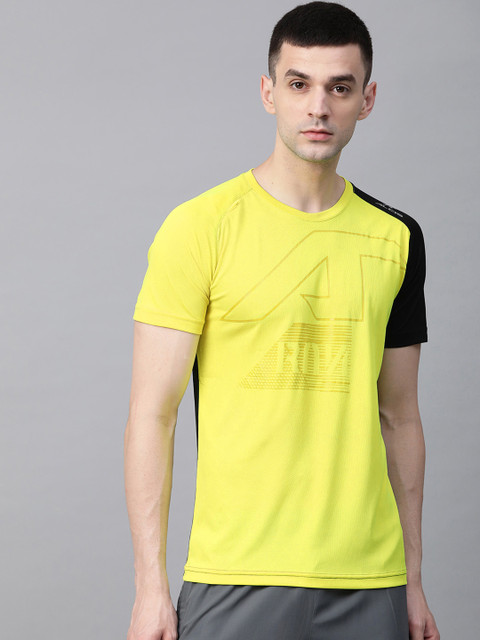 

Alcis Men Yellow Slim Fit Printed Round Neck Running T-shirt