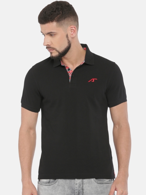 

Alcis Men Black Solid Polo Collar T-shirt