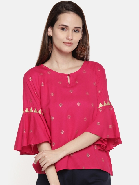 

AKKRITI BY PANTALOONS Women Pink Printed A-Line Top