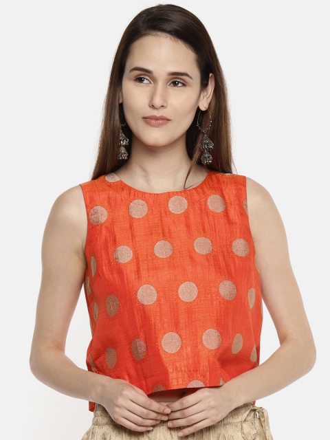 

AKKRITI BY PANTALOONS Women Orange Printed A-Line Top