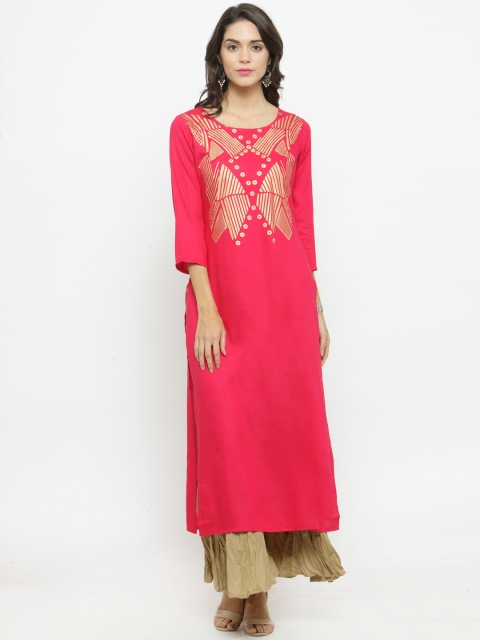 

Varanga Women Pink & Beige Printed Kurta with Palazzos