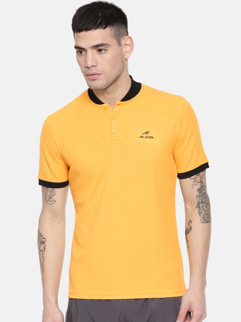 

Alcis Men Yellow Solid Mandarin Collar T-shirt