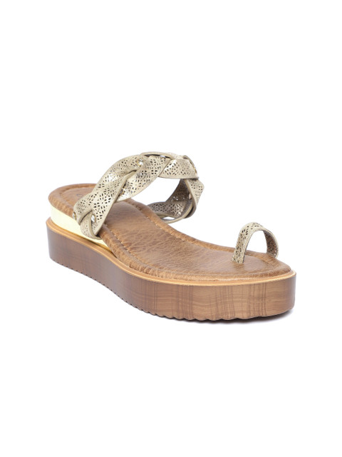 

Carlton London Women Gold-Toned Braided Flatform Heels