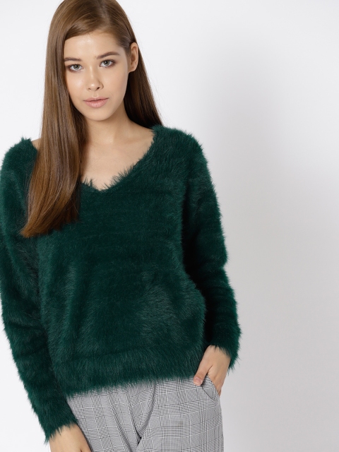 

MANGO Women Green Fuzzy Pullover