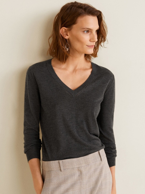 

MANGO Women Charcoal Solid Pullover