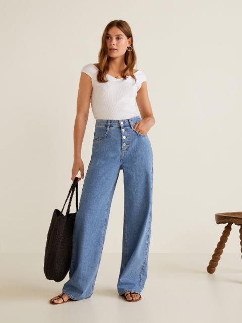 

MANGO Women White Solid Top
