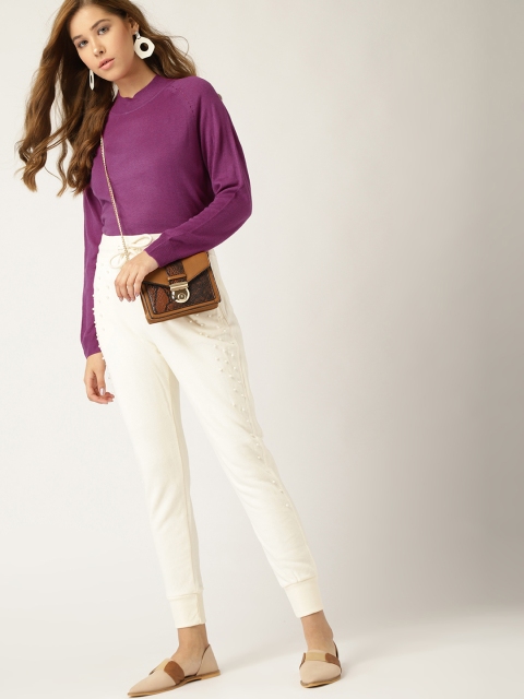 

MANGO Women Purple Solid Pullover