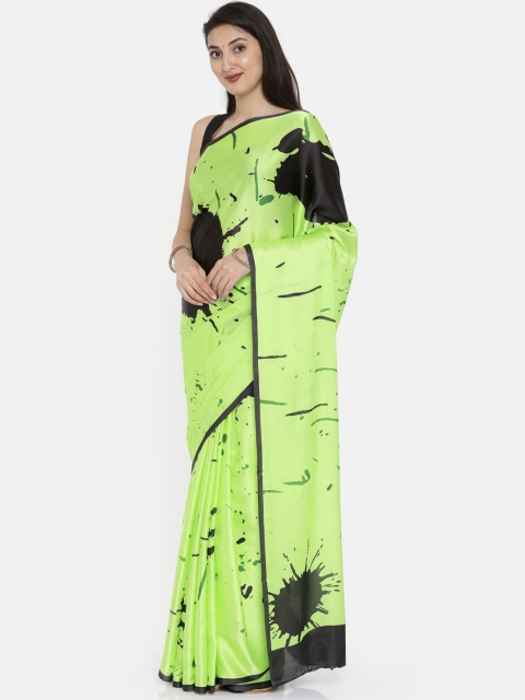

Moiaa Green & Black Satin Printed Saree