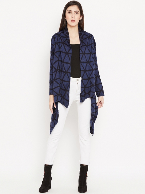

Cayman Women Navy Self-Design Woollen Front-Open Cardigan, Navy blue