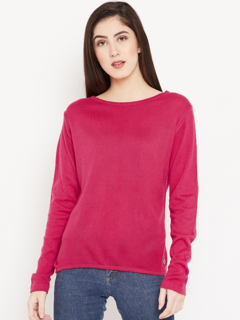

Cayman Women Pink Solid Woollen Pullover