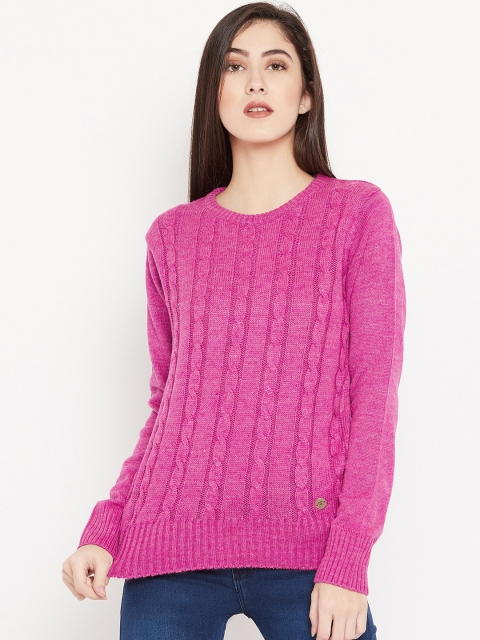 

Cayman Women Pink Self Design Woollen Pullover