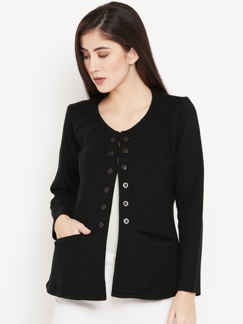 

Cayman Women Black Woollen Solid Cardigan