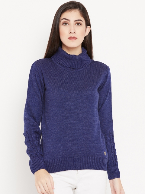 

Cayman Women Navy Blue Woollen Solid Pullover