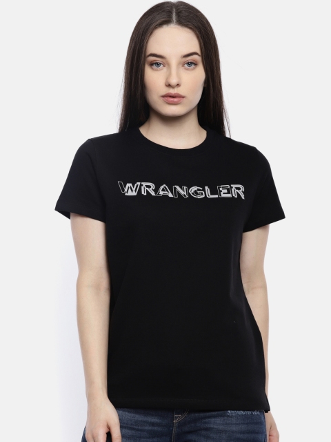 

Wrangler Women Black Printed Round Neck T-shirt