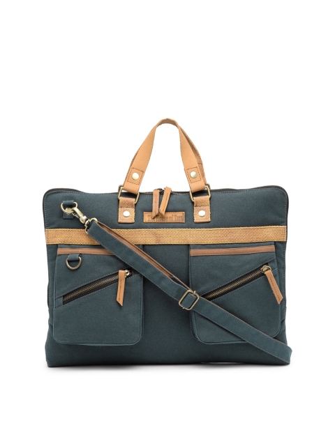 

The House of Tara Unisex Blue & Khaki Solid Laptop Bag