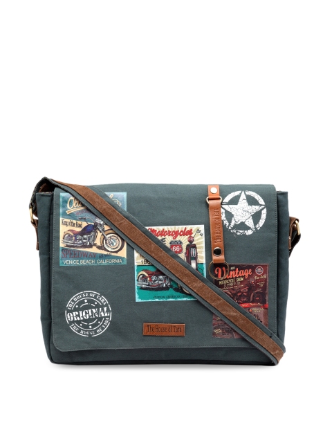 

The House of Tara Unisex Blue & Brown Printed Laptop Bag
