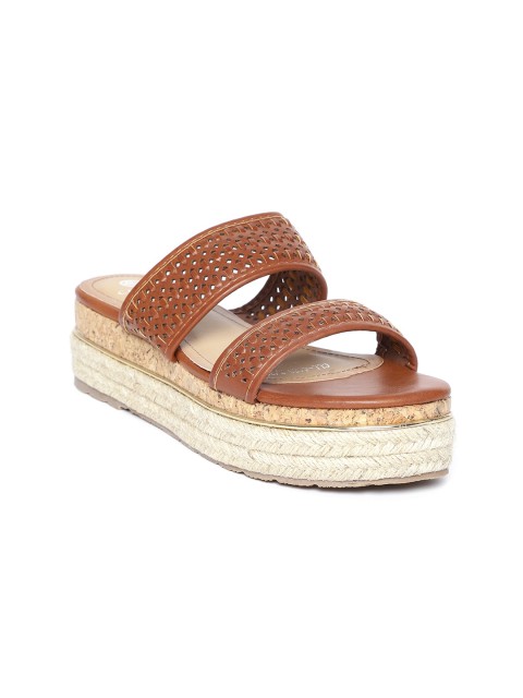 

Carlton London Women Brown Flatform Heels with Laser Cuts