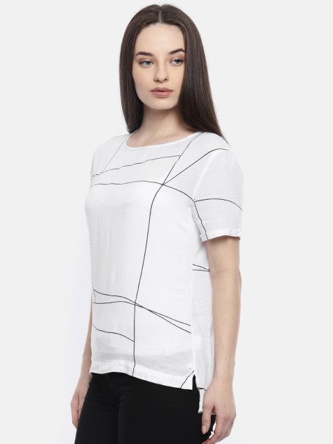 

Wrangler Women White Printed High-Low Top