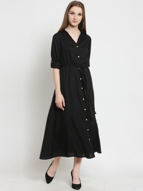 

Castle Women Black Solid Shirt Dress