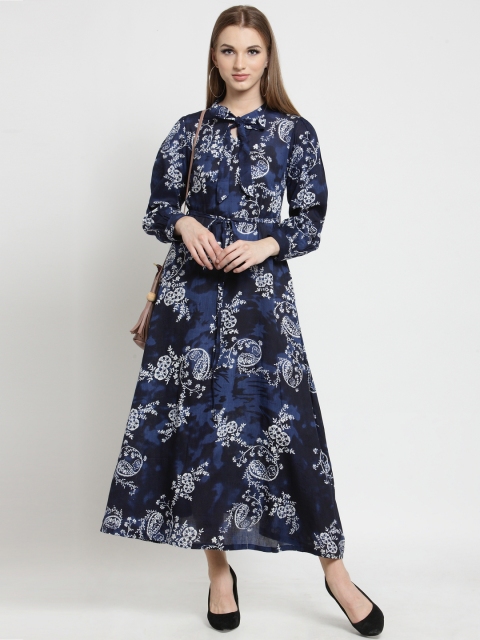 

Castle Women Navy Blue Printed Maxi Dress