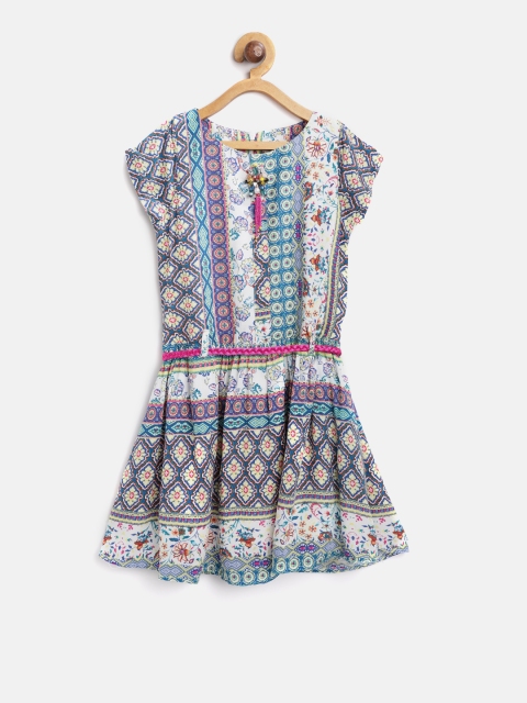 

Tiny Girl Multicoloured Printed A-Line Dress, Multi