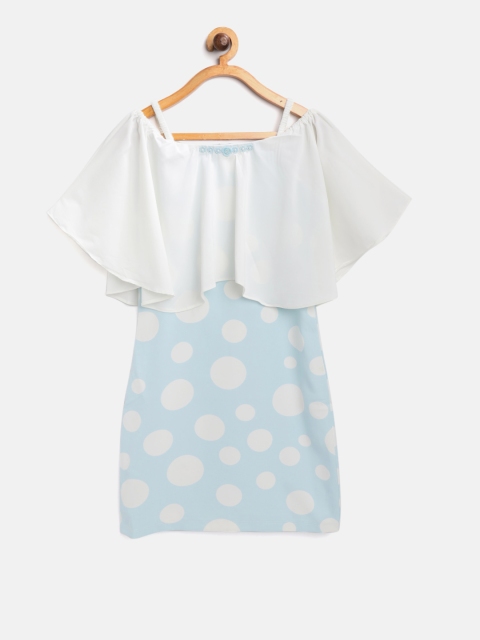 

Tiny Girl Blue & White Polka Dot Print Sheath Dress