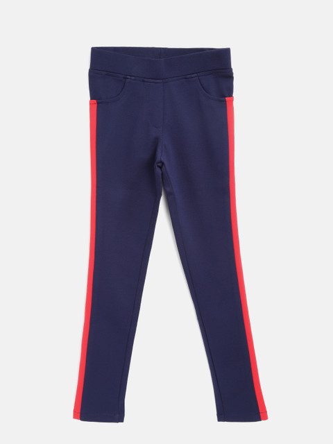 

Tiny Girl Navy Blue Solid Treggings