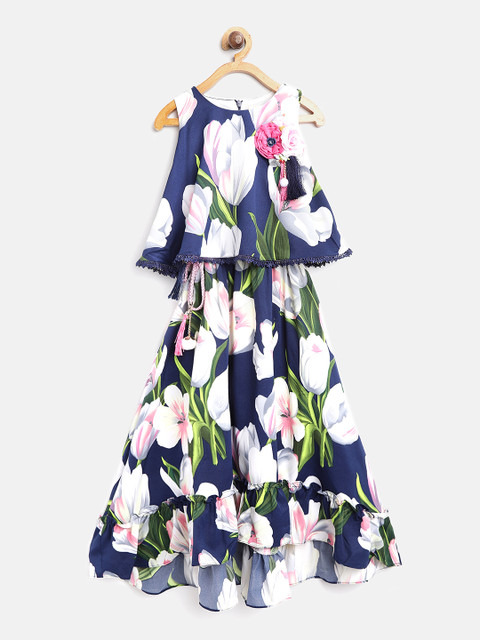 

Tiny Girl Navy Blue Floral Print Maxi Dress