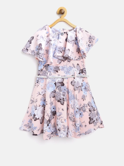 

Tiny Girl Girls Peach-Coloured Printed Fit & Flare Dress