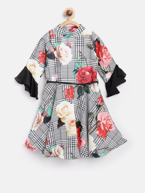 

Tiny Girl Black & White Floral Print Fit & Flare Dress