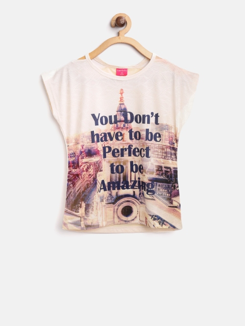 

Tiny Girl Cream-Coloured Printed Top