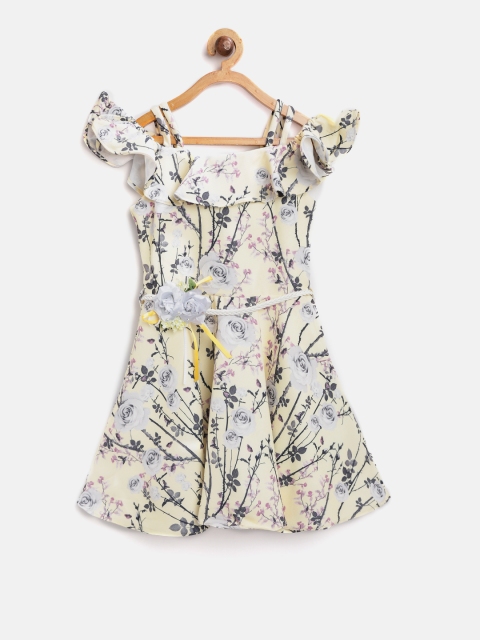 

Tiny Girl Yellow Floral Fit and Flare Dress