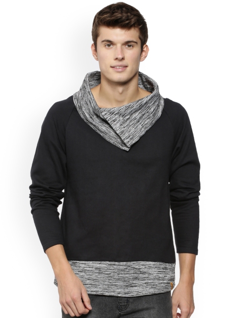 

Campus Sutra Men Black Colourblocked Sweatshirt