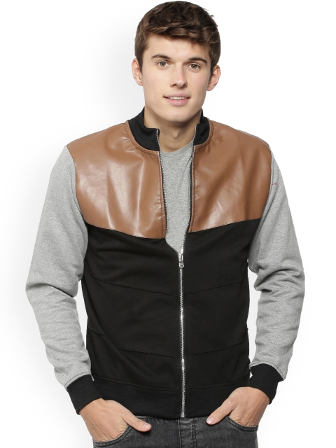 

Campus Sutra Men Black Colourblocked Bomber