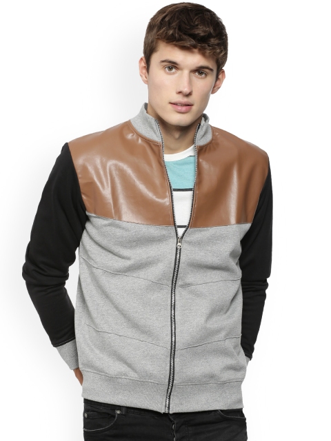 

Campus Sutra Men Grey Colourblocked Bomber