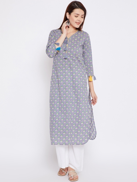 

Tissu Women Purple Printed Straight Kurta