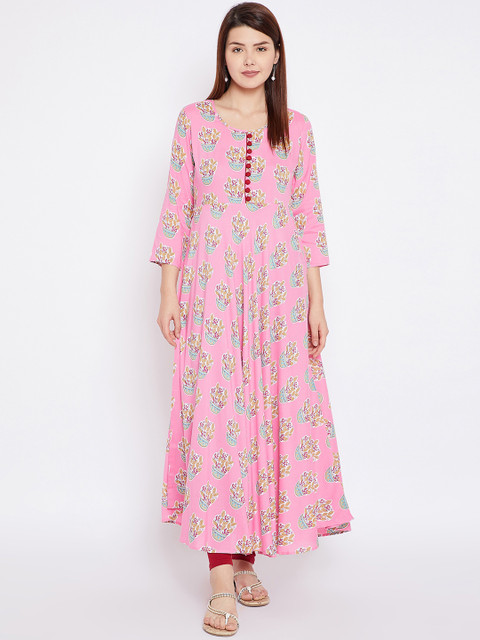 

Tissu Women Pink Printed Anarkali Kurta