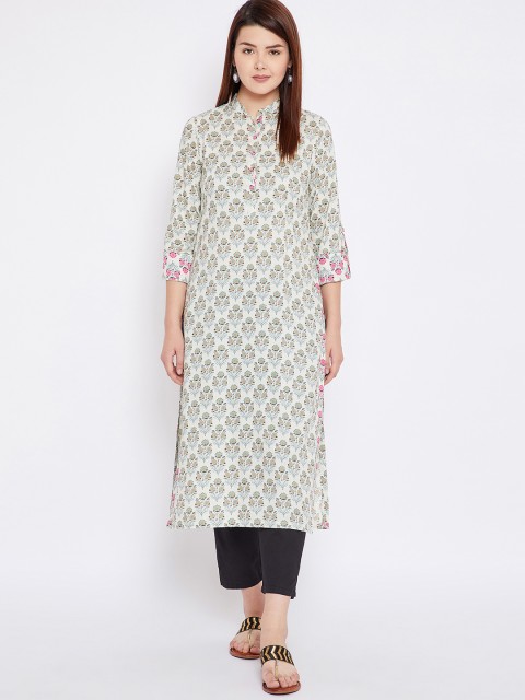 

Tissu Women Off-White Printed Straight Kurta