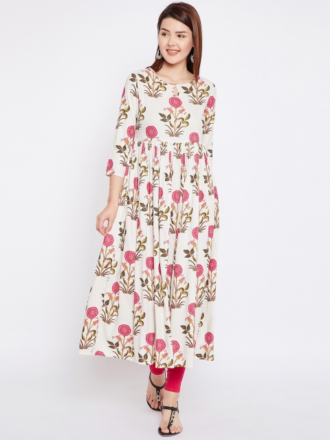 

Tissu Women Off-White Printed Anarkali Kurta