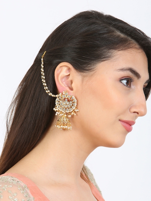 

Rubans Gold-Plated Dome Shaped Jhumkas