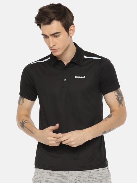 

hummel Men Black Solid Polo Collar T-shirt